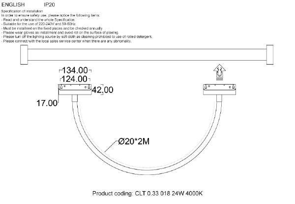 Трековый светильник Space CLT 0.33 018 24W BL 4000K