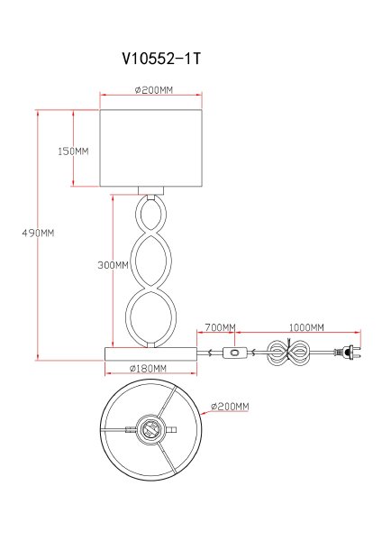 Настольная лампа Macadamia V10552-1T