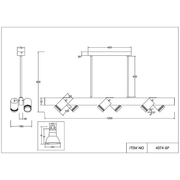 Люстра на штанге Six 4074-6P