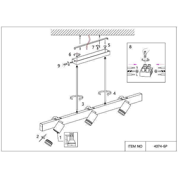 Люстра на штанге Six 4074-6P