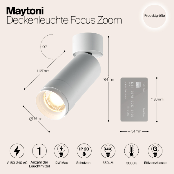 Светильник спот Focus Zoom C055CL-L12W3K-Z-W