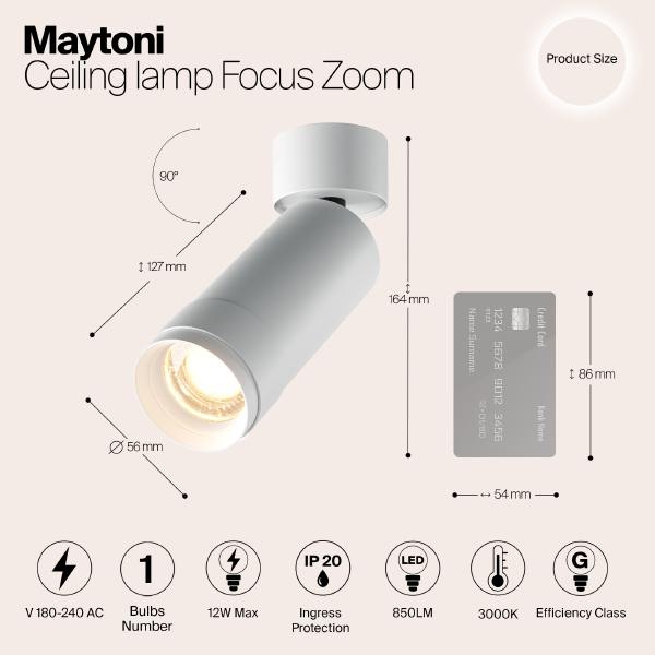 Светильник спот Focus Zoom C055CL-L12W3K-Z-W