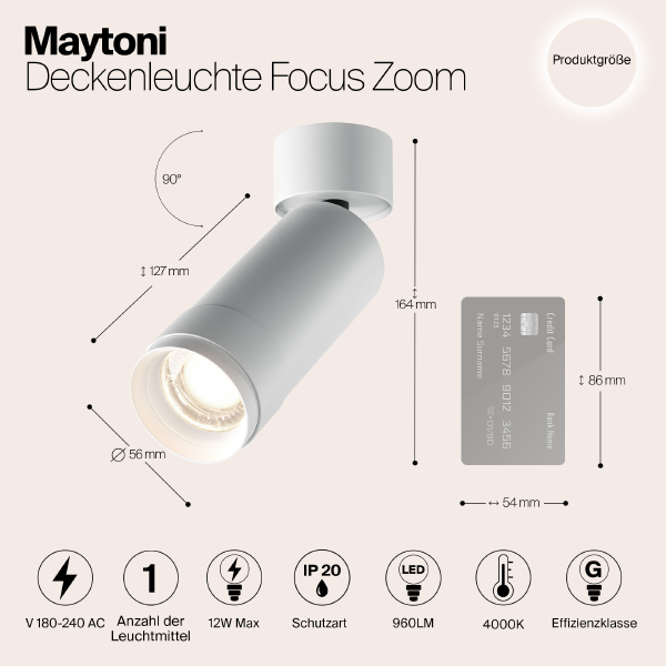 Светильник спот Focus Zoom C055CL-L12W4K-Z-W