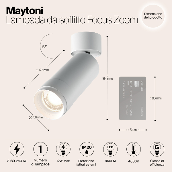 Светильник спот Focus Zoom C055CL-L12W4K-Z-W