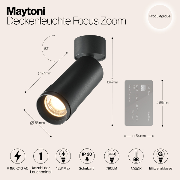 Светильник спот Focus Zoom C055CL-L12W3K-Z-B