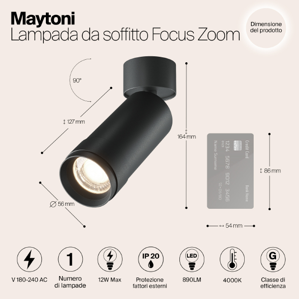 Светильник спот Focus Zoom C055CL-L12W4K-Z-B
