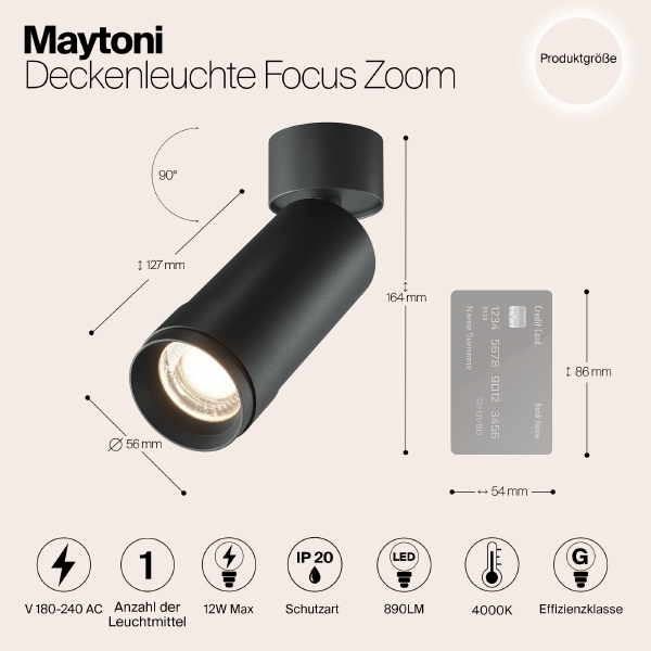 Светильник спот Focus Zoom C055CL-L12W4K-Z-B