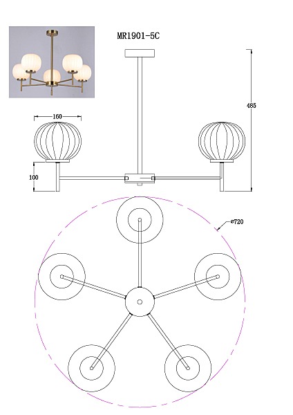 Потолочная люстра Eliza MR1901-5C