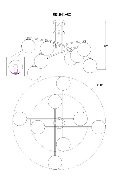 Потолочная люстра Aerton MR1941-8C