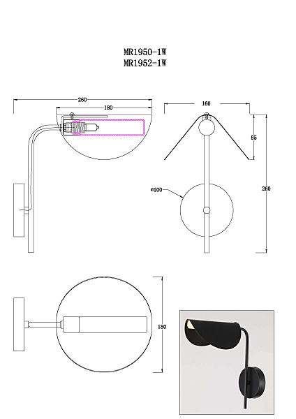 Настенное бра Valentina MR1950-1W