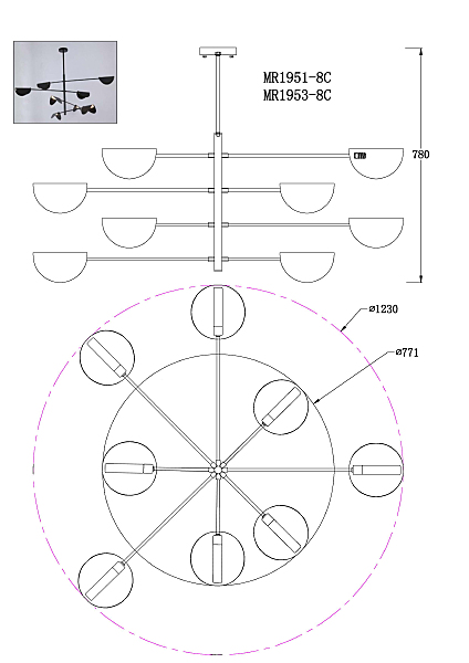 Потолочная люстра Valentina MR1951-8C