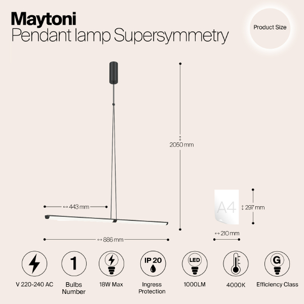 Светильник подвесной Supersymmetry P096PL-L11BK1
