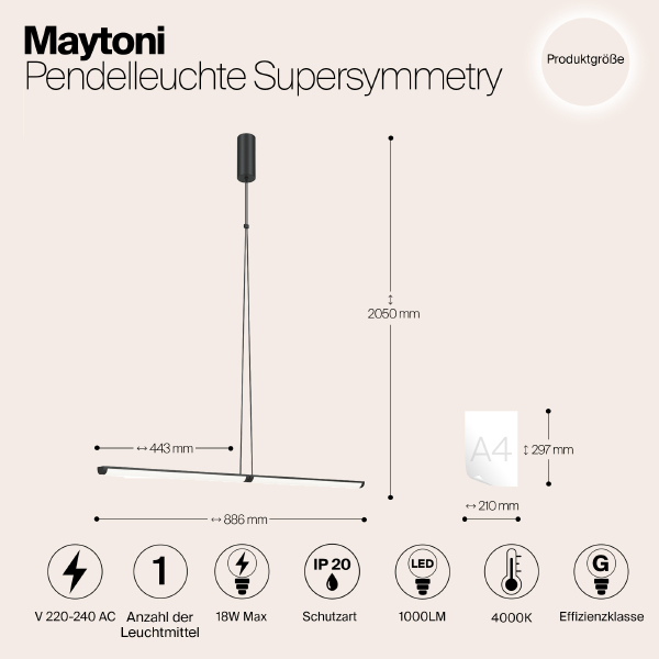 Светильник подвесной Supersymmetry P096PL-L11BK1
