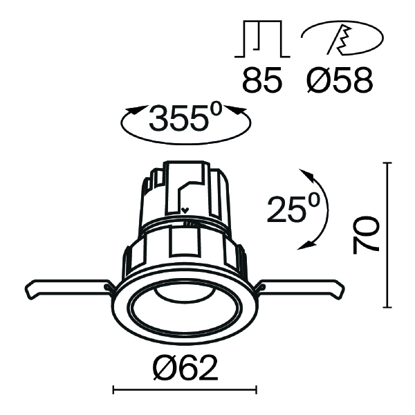 Встраиваемый светильник Wise DL057-7W3K-B