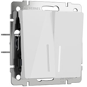 Выключатель Werkel W1120141/ Выключатель двухклавишный с подсветкой (белый акрил)
