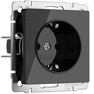 Розетка Werkel W1171048/ Розетка с заземлением (черный акрил)