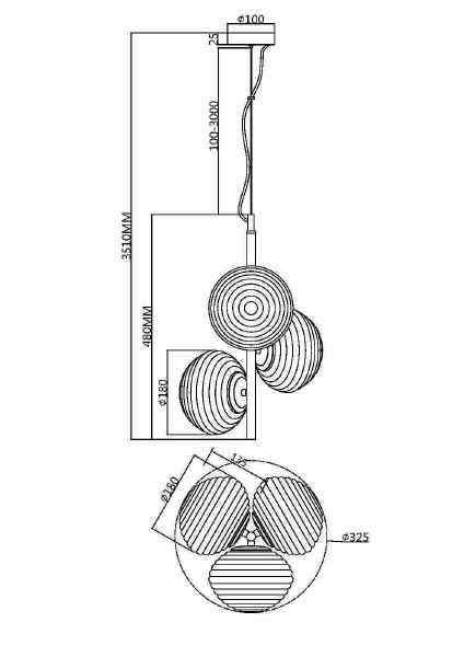 Подвесная люстра Reels MOD268PL-03B