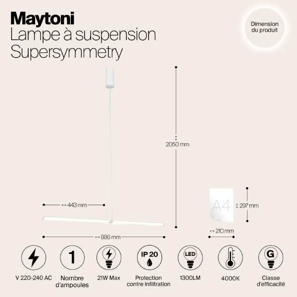Светильник подвесной Supersymmetry P096PL-L11WK1