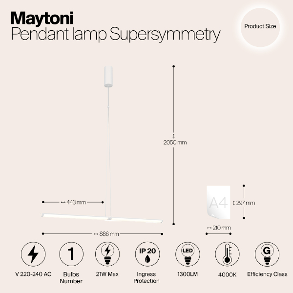 Светильник подвесной Supersymmetry P096PL-L11WK1