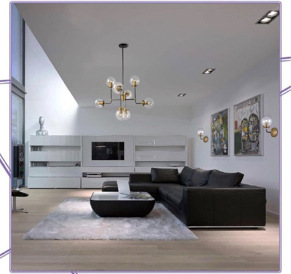 Люстра на штанге 171 LU-171/8-E27-Bk-Gl