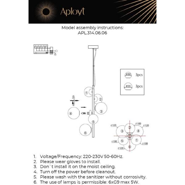 Подвесная люстра Letizia APL.314.06.06