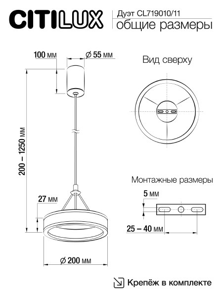 Светильник подвесной Дуэт CL719010