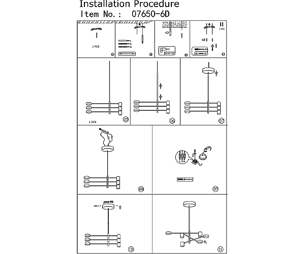Люстра на штанге Мекли 07650-6D,19(4000K)