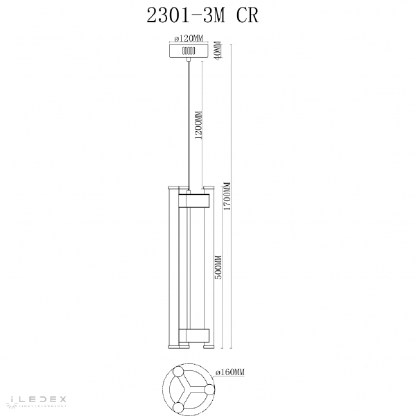 Светильник подвесной Rocks 2301-3M CR
