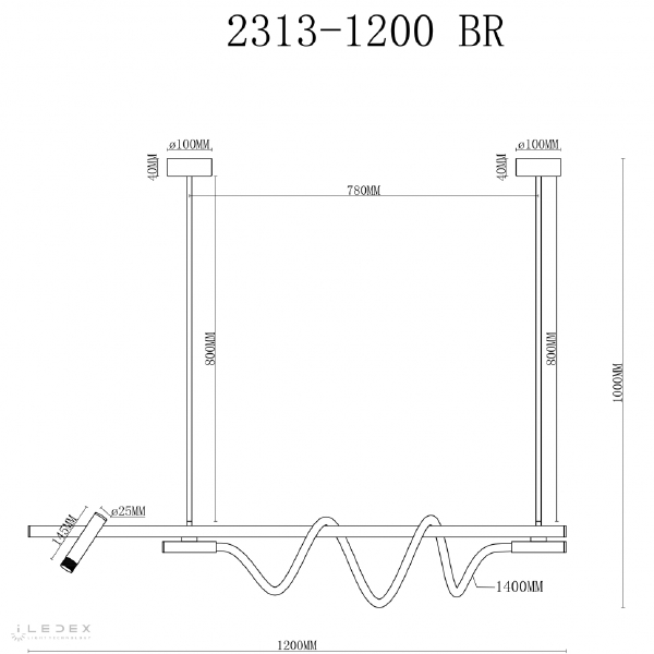 Люстра на штанге Cross 2313-1200 BR