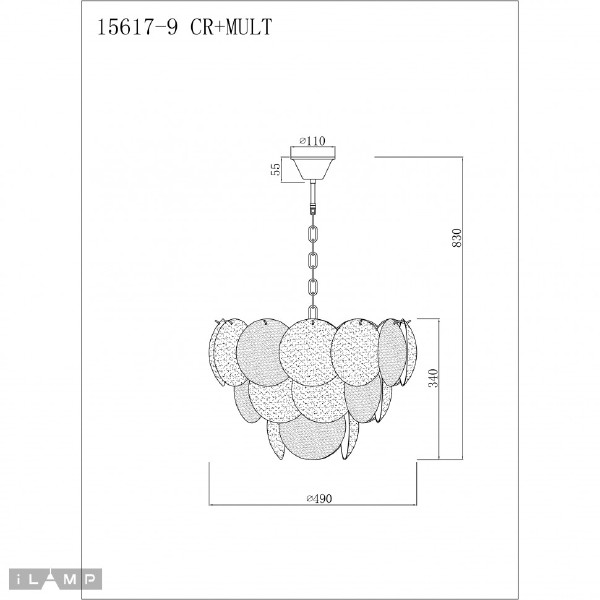 Подвесная люстра Rivoli 15617-9 CR+MULT