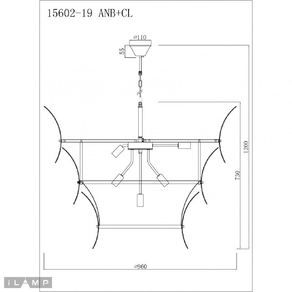 Подвесная люстра Gramercy 15602-19 ANB+CL