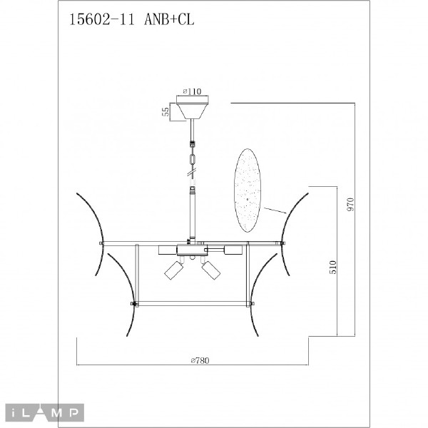 Подвесная люстра Gramercy 15602-11 ANB+CL