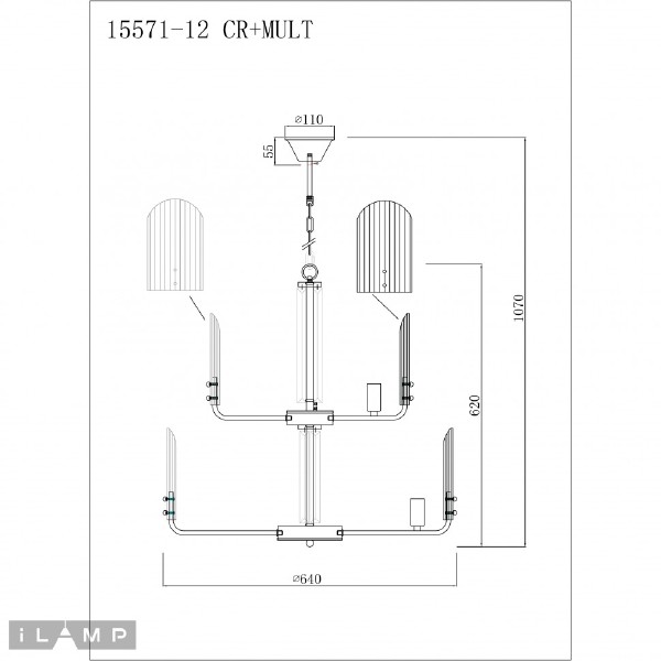 Подвесная люстра Dolce 15571-12 CR+MULT