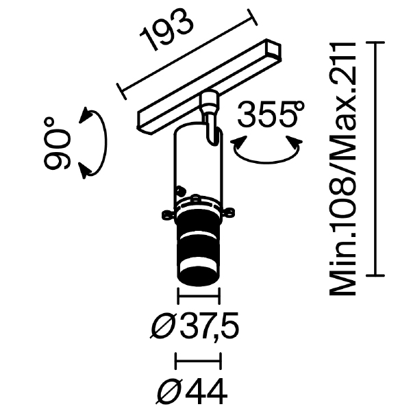 Трековый светильник Gala Exility TR108-2-10W3K-B