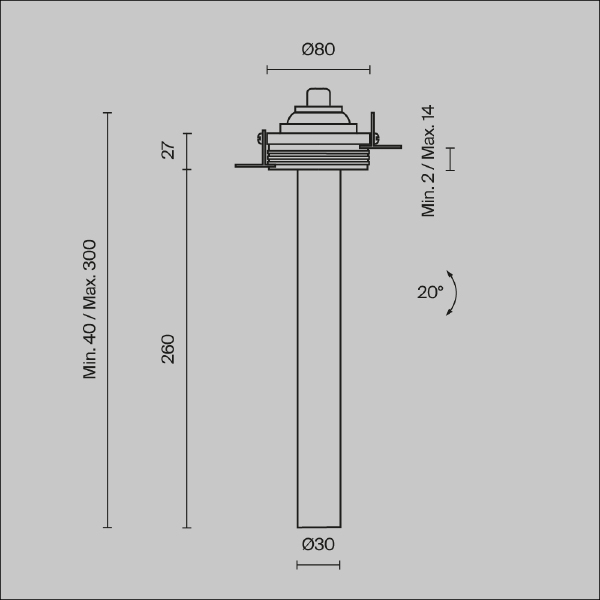 Встраиваемый светильник Focus T C140TRS-L300-7W3K-W
