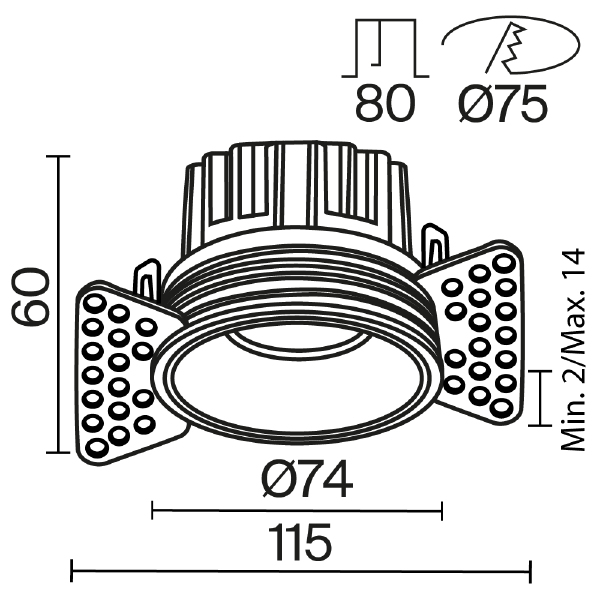 Встраиваемый светильник Round DL058-12W3K-TRS-BS