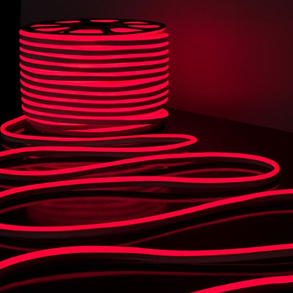 Светодиодный шнур LS 001 220V 9,6 IP67 Гибкий неон LS001 220V 9.6W 120Led 2835 IP67 односторонний красный, 50 м