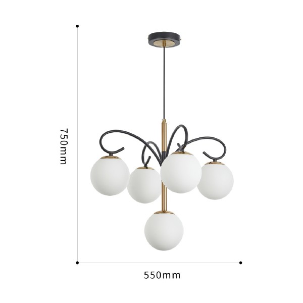Подвесная люстра Neapol73808 273808/4+1 BK/GD