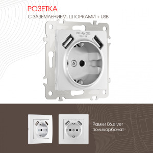 Розетка Am-206 206.47-1.silver