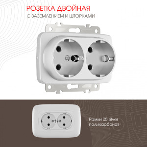 Розетка Am-205 205.40-2.silver