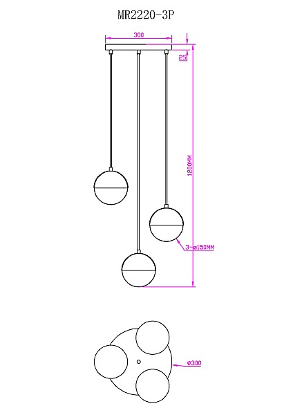 Светильник подвесной Loreen MR2220-3P