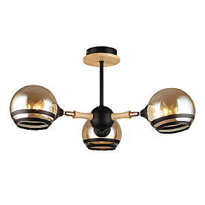 Потолочная люстра IMEX MD.4896-3-S BK+WOOD