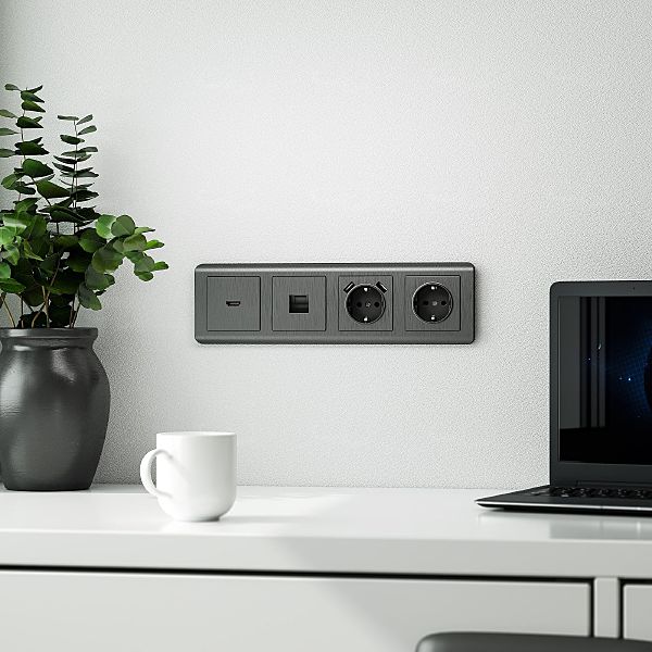 Накладка на механизм Werkel W1192004/ Накладка для телефонной розетки RJ-11 (графит рифленый)