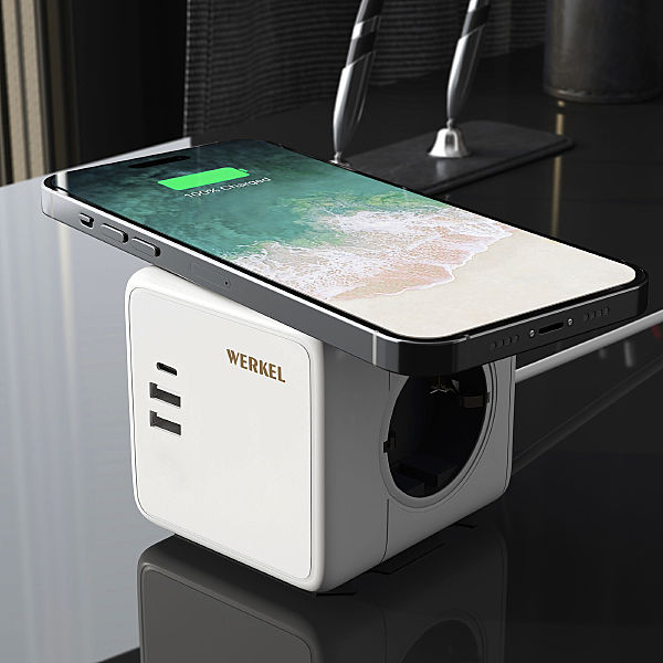Розетка Werkel W6513501/ Розеточный блок 3-местный + 3 USB + беспроводная зарядка