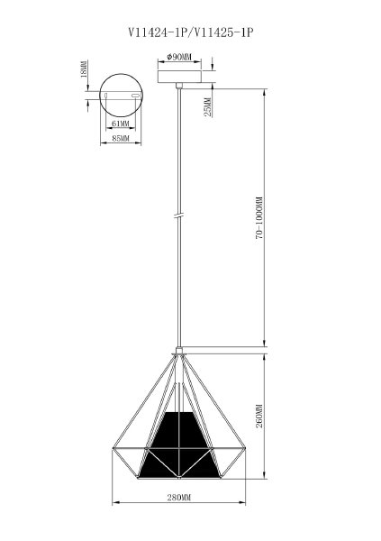 Светильник подвесной Lia V11424-1P