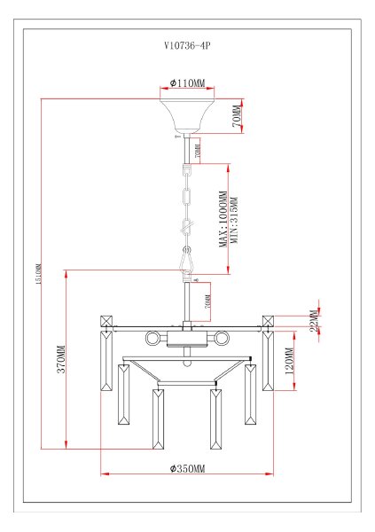 Подвесная люстра Crystal V10736-4P