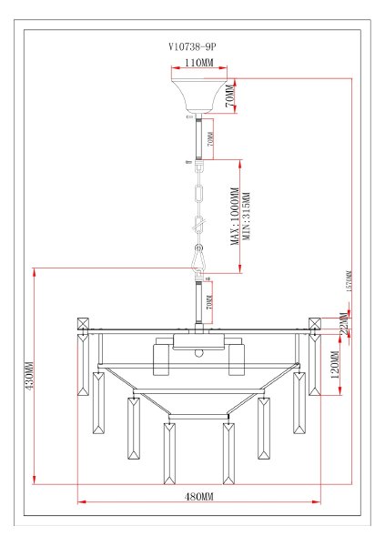 Подвесная люстра Crystal V10738-9P