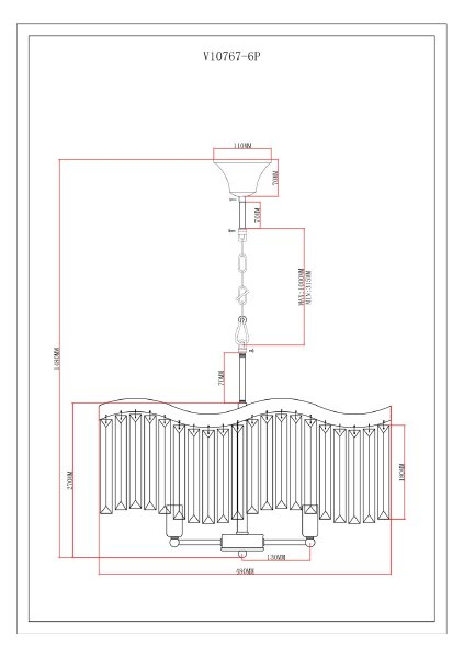 Подвесная люстра Wave V10767-6P