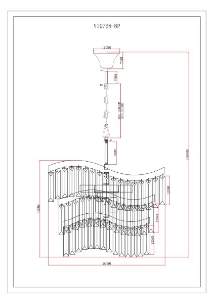Подвесная люстра Wave V10768-8P