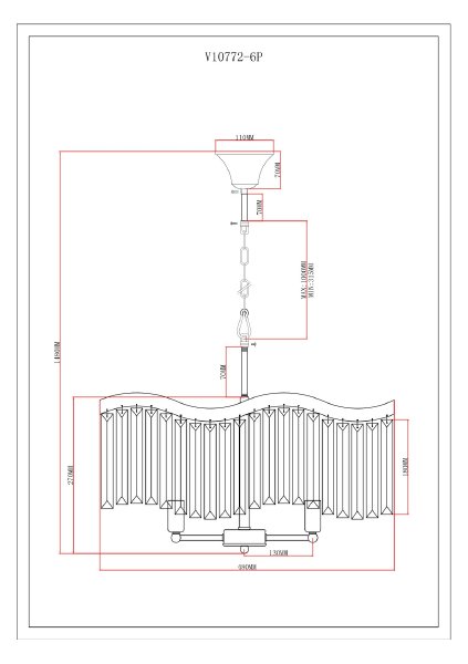 Подвесная люстра Wave V10772-6P